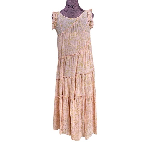 Hatch Sz 1 Maternity Floral Tier Pink Midi Dress - Picture 5 of 6